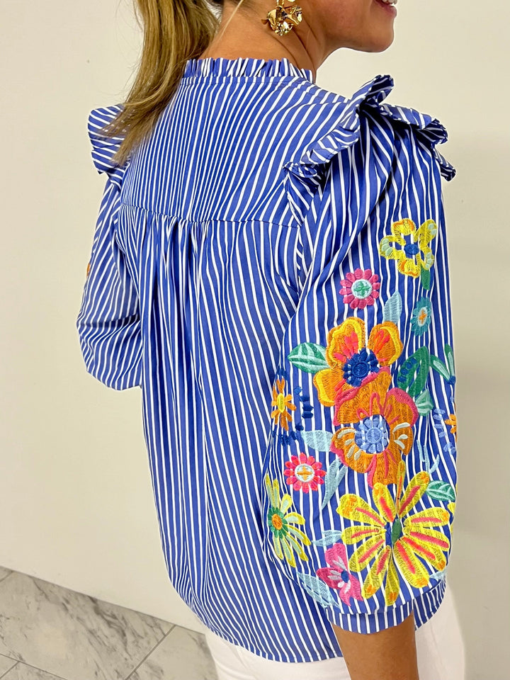 Flourish Stripe Embroidered Sleeve