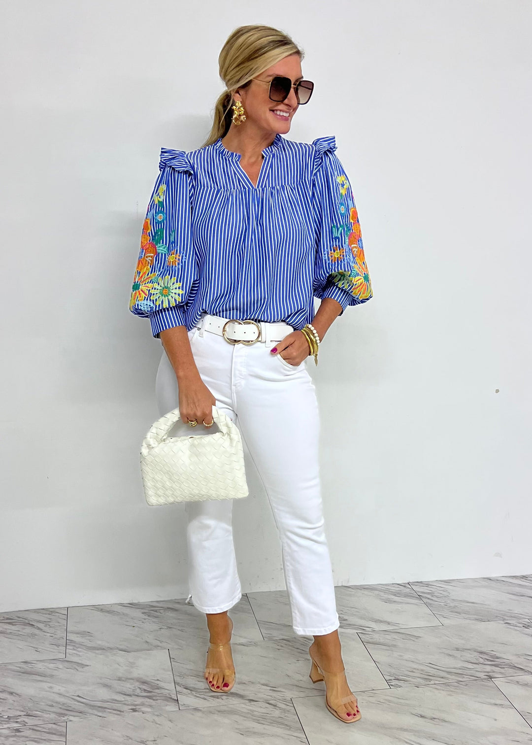 Flourish Stripe Embroidered Sleeve