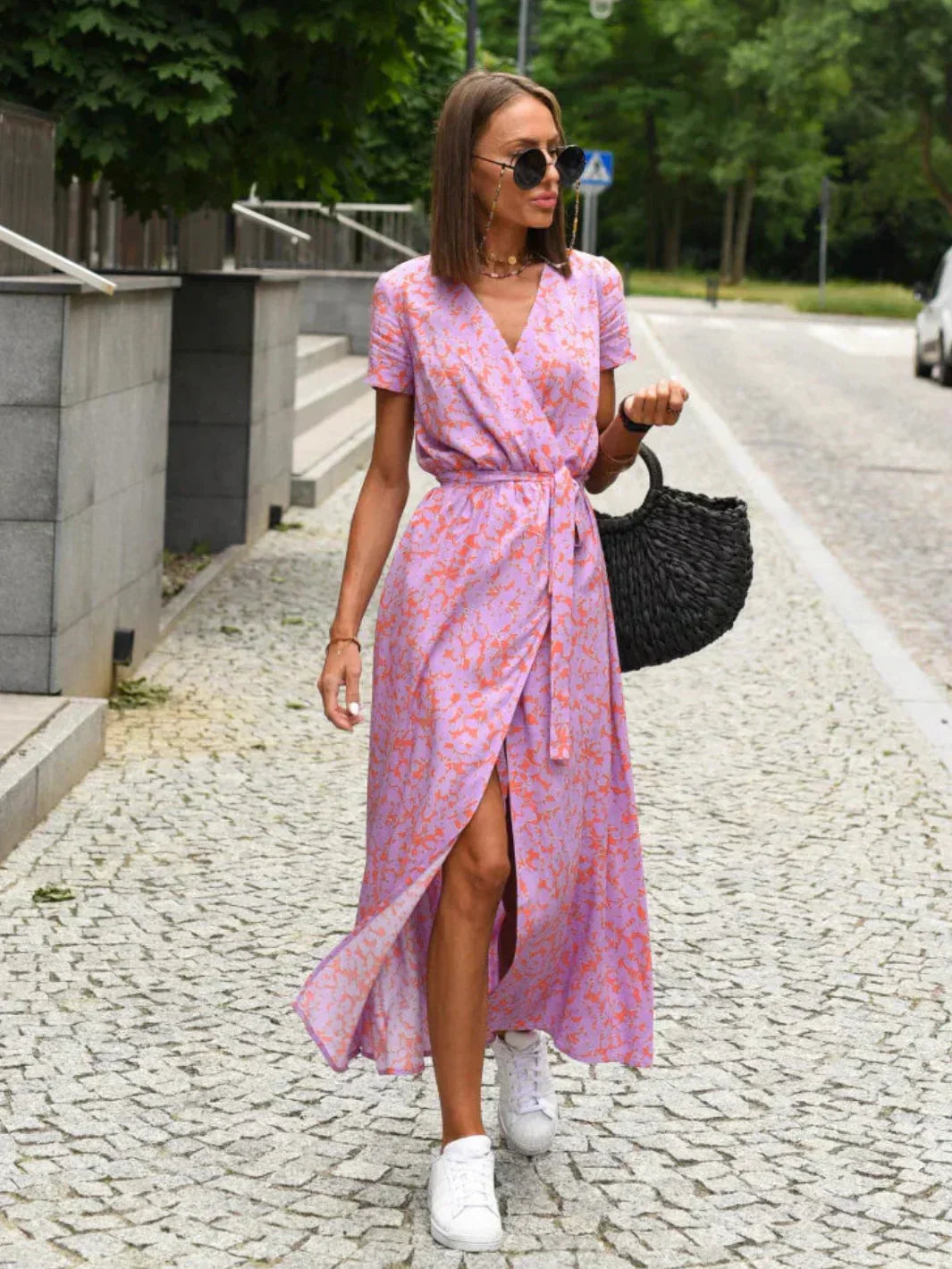 Sloane - Elegant Floral Tummy Covering Dress
