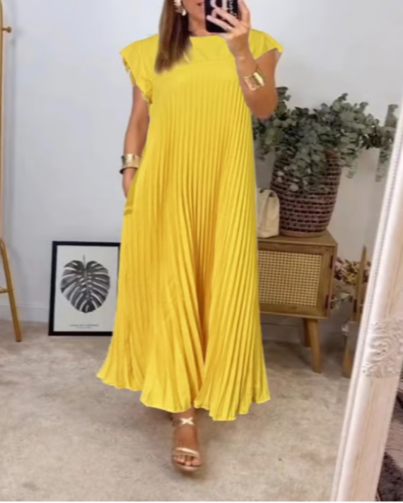 Claire - Elegant Pleated Spliced Maxi Dress