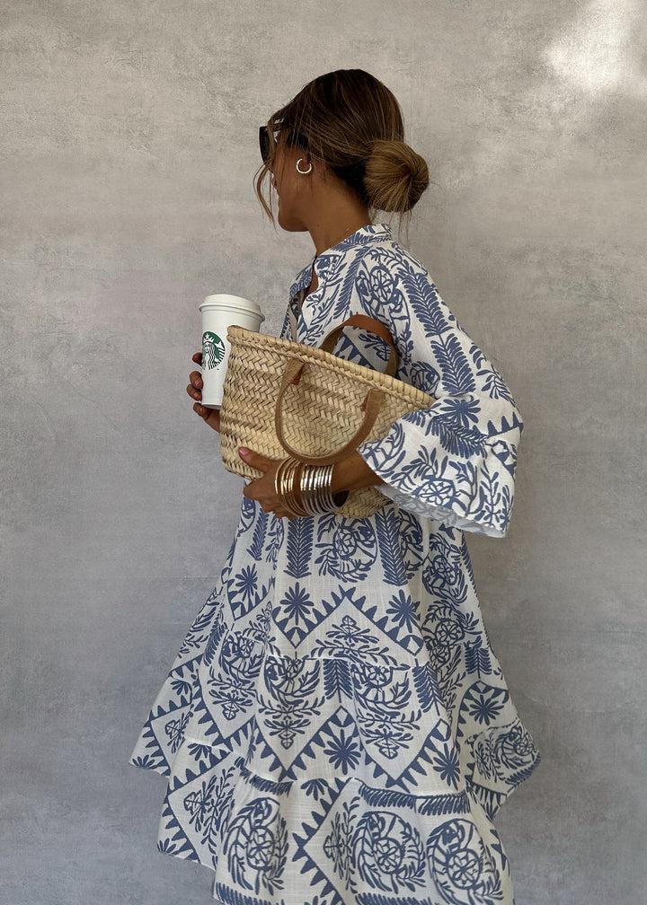 Linnea - Casual Print V-Neck Shirt Dress