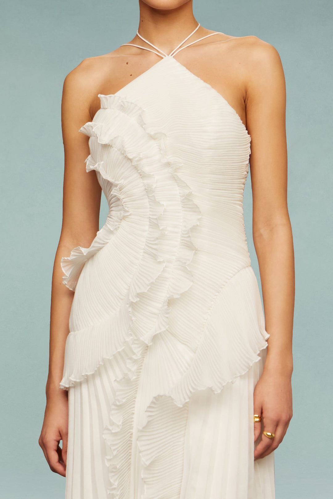 Lavirea – Sculpted pleats – One-shoulder midi dress