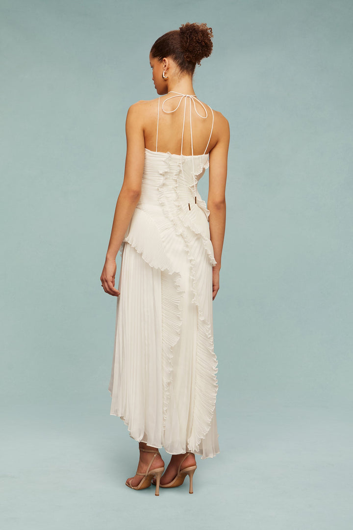 Lavirea – Sculpted pleats – One-shoulder midi dress