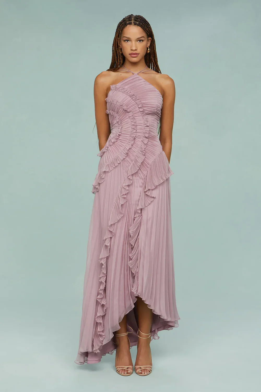 Lavirea – Sculpted pleats – One-shoulder midi dress