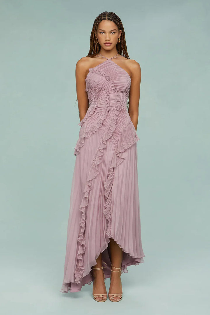 Lavirea – Sculpted pleats – One-shoulder midi dress