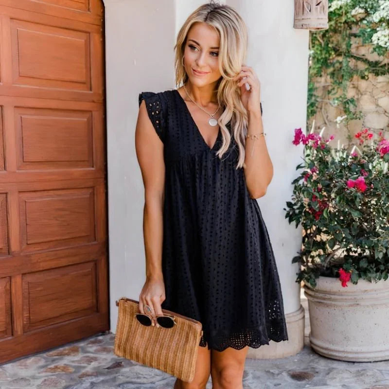 Elsinore - V-Neck Lace Party Mini Dress