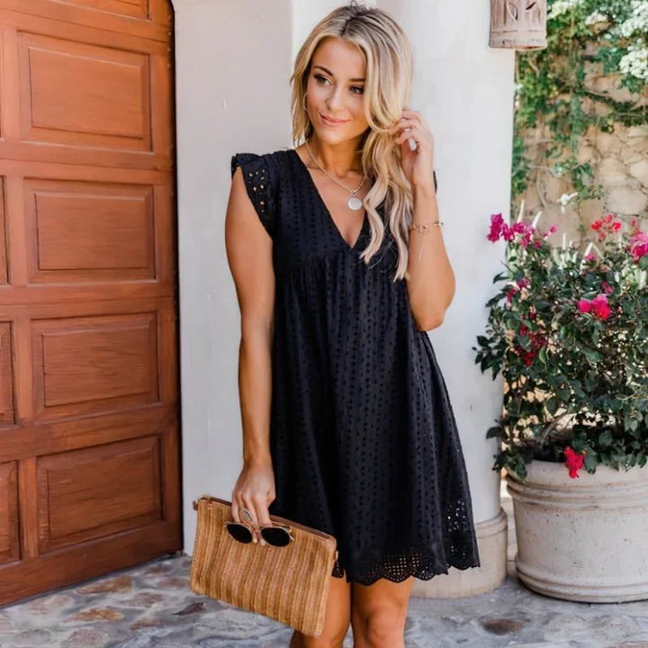 Elsinore - V-Neck Lace Party Mini Dress