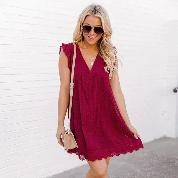 Elsinore - V-Neck Lace Party Mini Dress