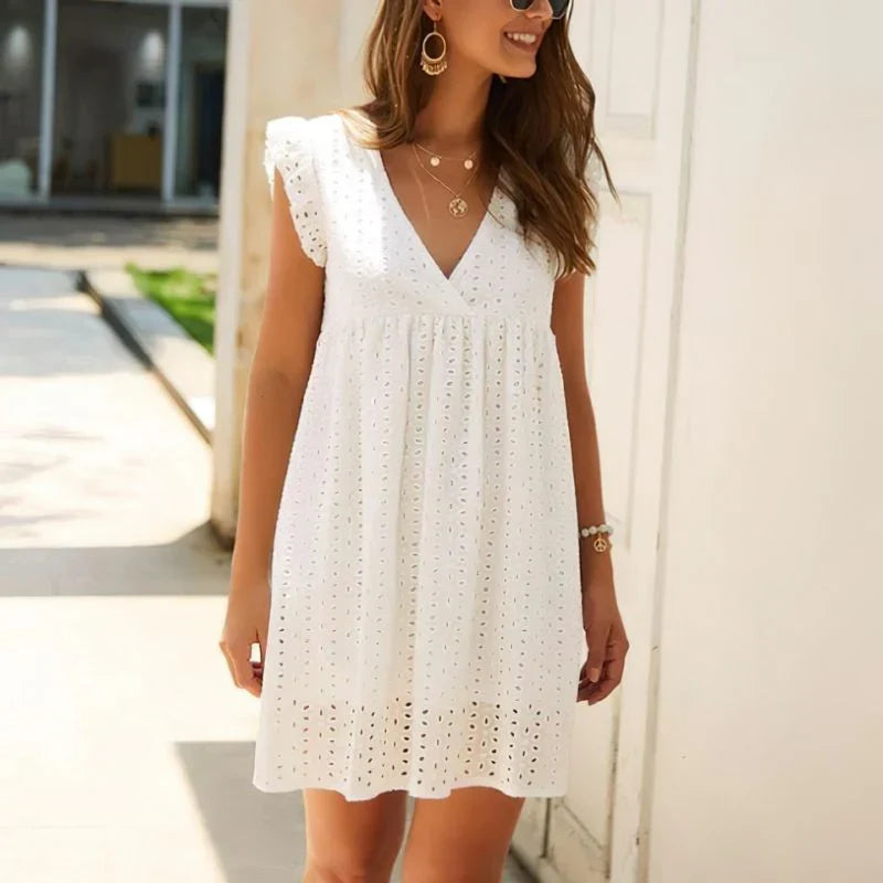 Elsinore - V-Neck Lace Party Mini Dress