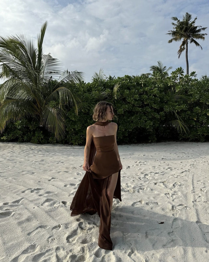 Jasmine - Elegant Ribbon Waist Cinching Splice Party Dress