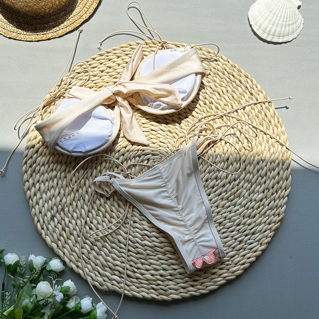 Nicole - Embroidered Split 2-Piece Bikini Set