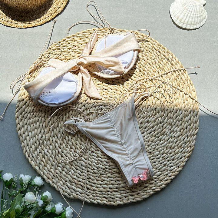 Nicole - Embroidered Split 2-Piece Bikini Set