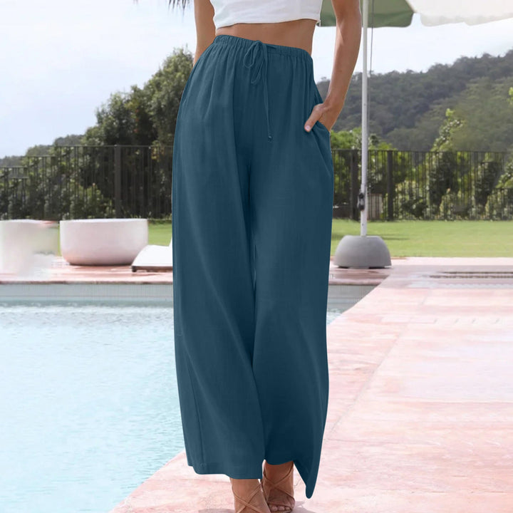 Feylin - Casual High Waisted Flowy Palazzo Trousers
