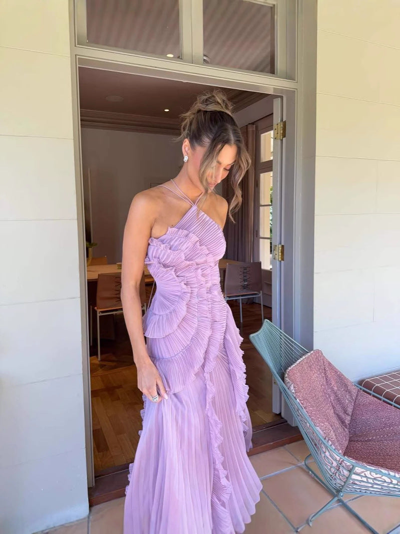 Caitlyn - Ruffles Tiered Backless Party Dres