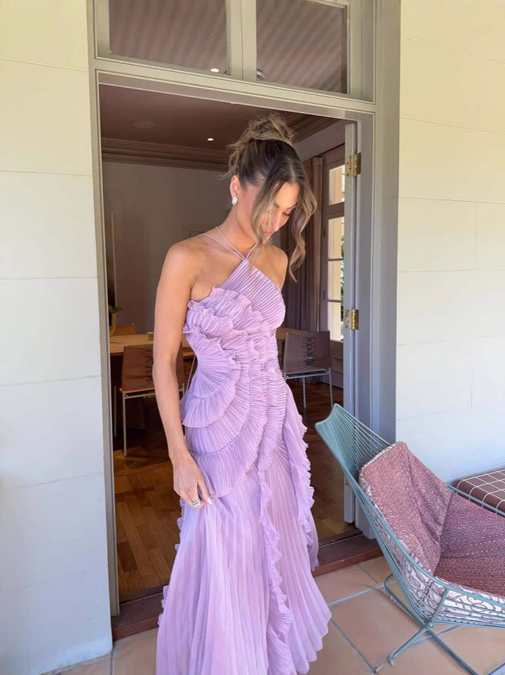 Caitlyn - Ruffles Tiered Backless Party Dres