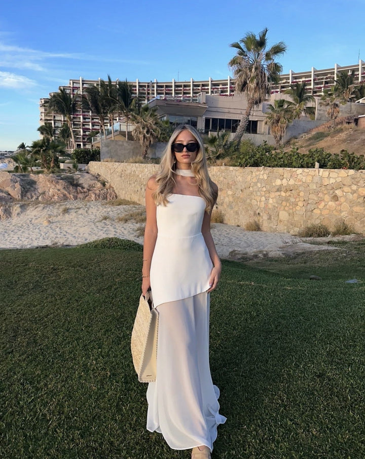 Jasmine - Elegant Ribbon Waist Cinching Splice Party Dress