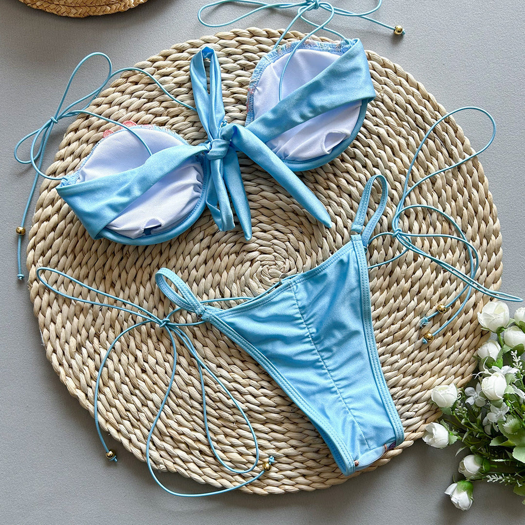 Vesper - Embroidery Low-Waisted Bikini Set