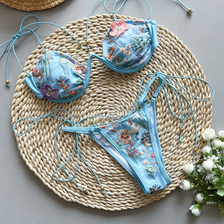 Vesper - Embroidery Low-Waisted Bikini Set