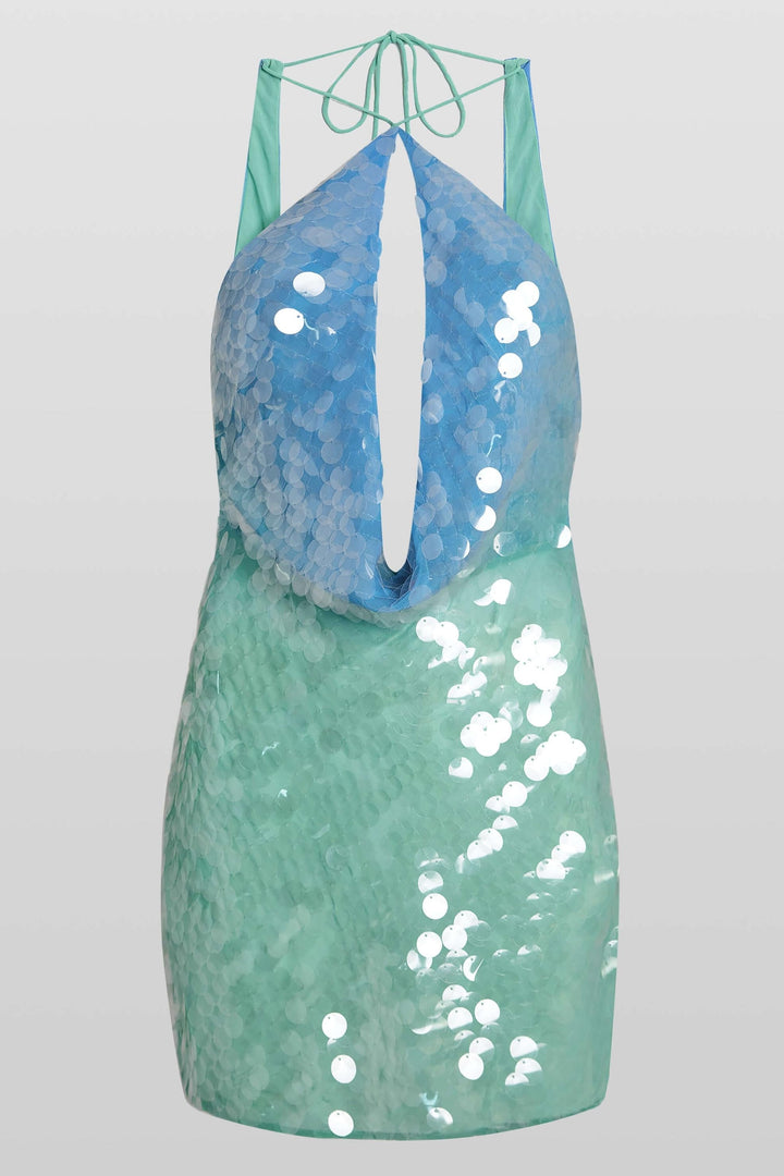 Lily - Sequins Halter Hollow Out Mini Dress