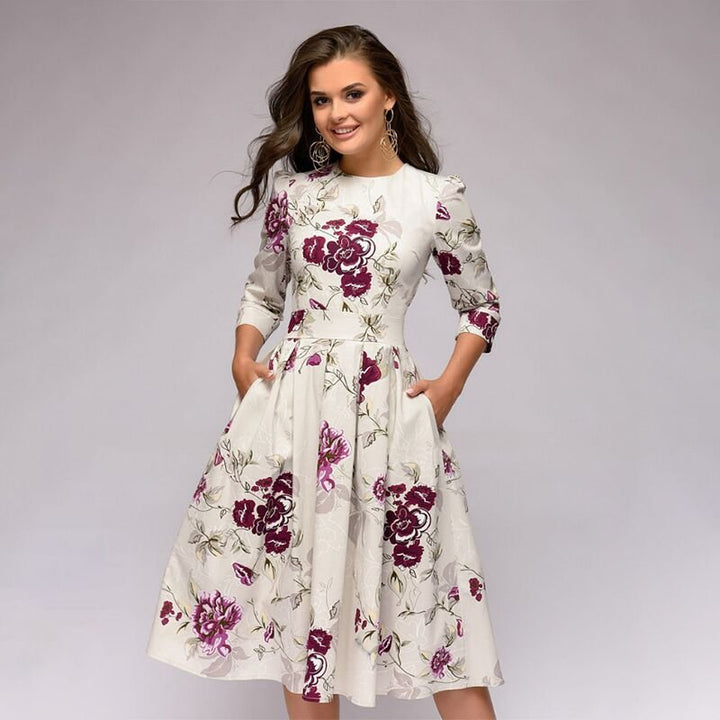 Zerelda - Elegant Pleated Floral Dress