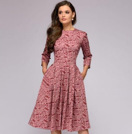 Zerelda - Elegant Pleated Floral Dress