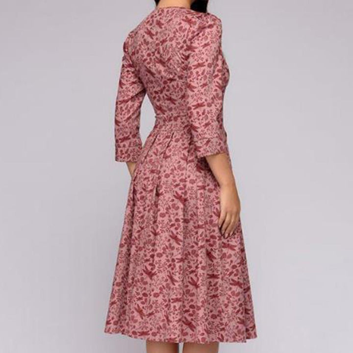 Zerelda - Elegant Pleated Floral Dress