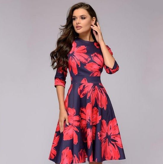 Zerelda - Elegant Pleated Floral Dress