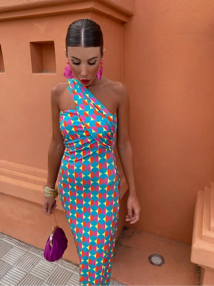 Allison - Vintage One-Shoulder Slim Fit Maxi Dress