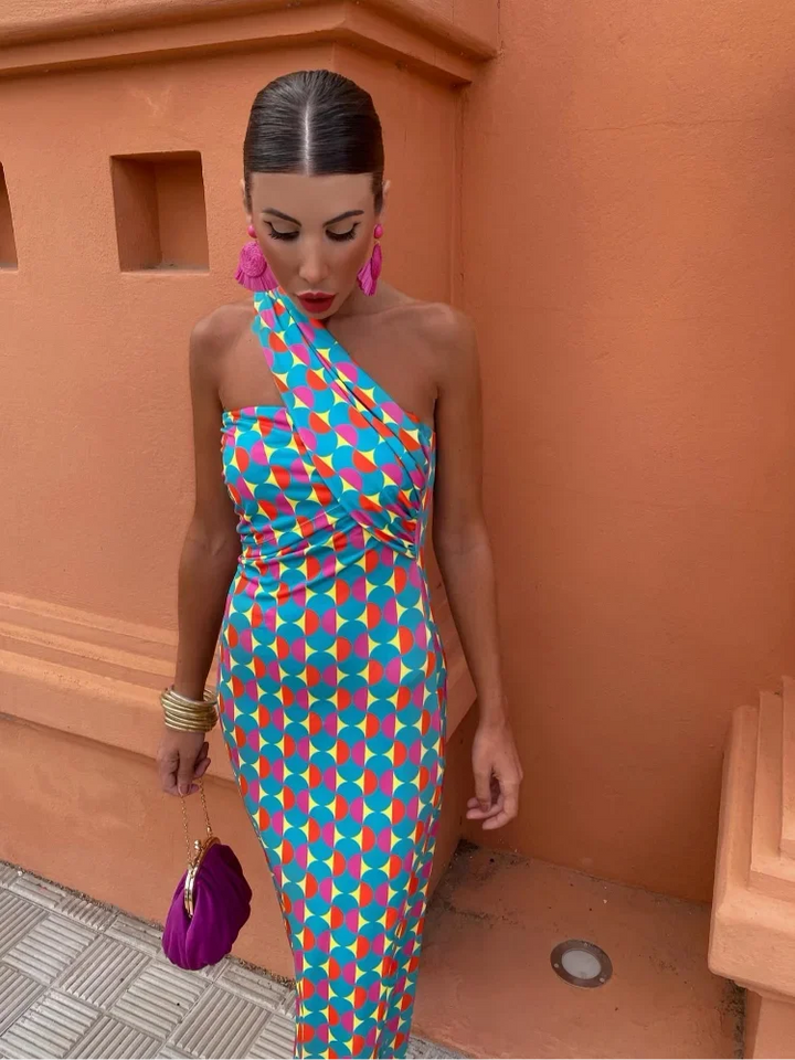 Allison - Vintage One-Shoulder Slim Fit Maxi Dress