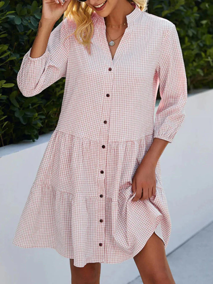 Islyn - Casual Long Sleeve Plaid Dress