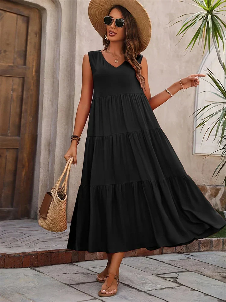 Hannah - Elegant Layered Mid-Calf Midi Dress