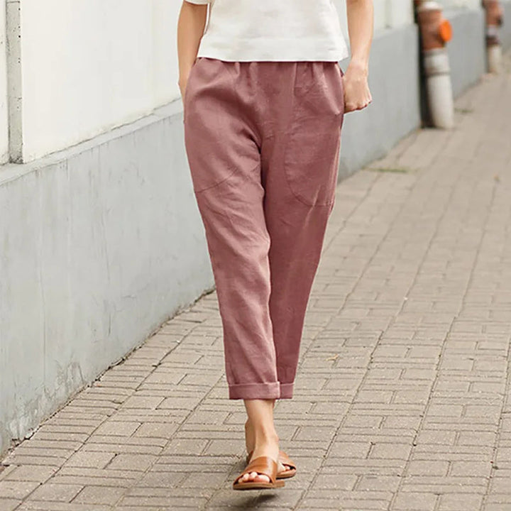 Esryn - Comfortable Elastic Waist Cotton Pants