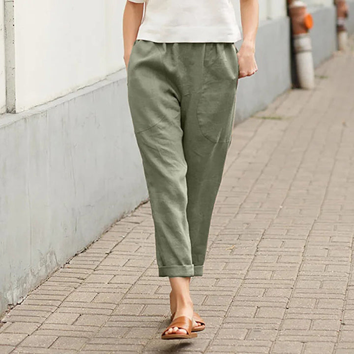 Esryn - Comfortable Elastic Waist Cotton Pants