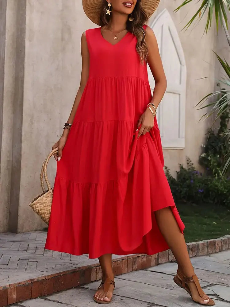 Hannah - Elegant Layered Mid-Calf Midi Dress