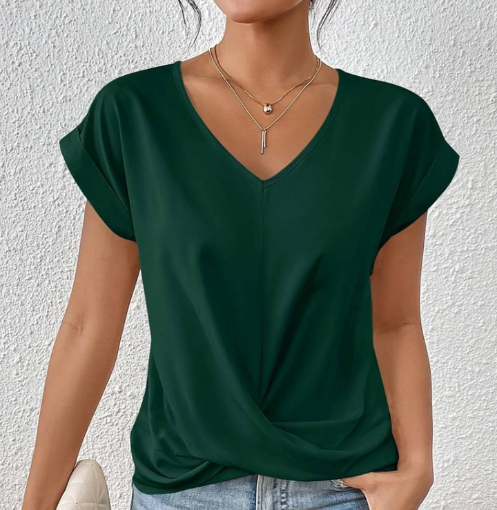 Ludmilla-Tucking V-Neck Top
