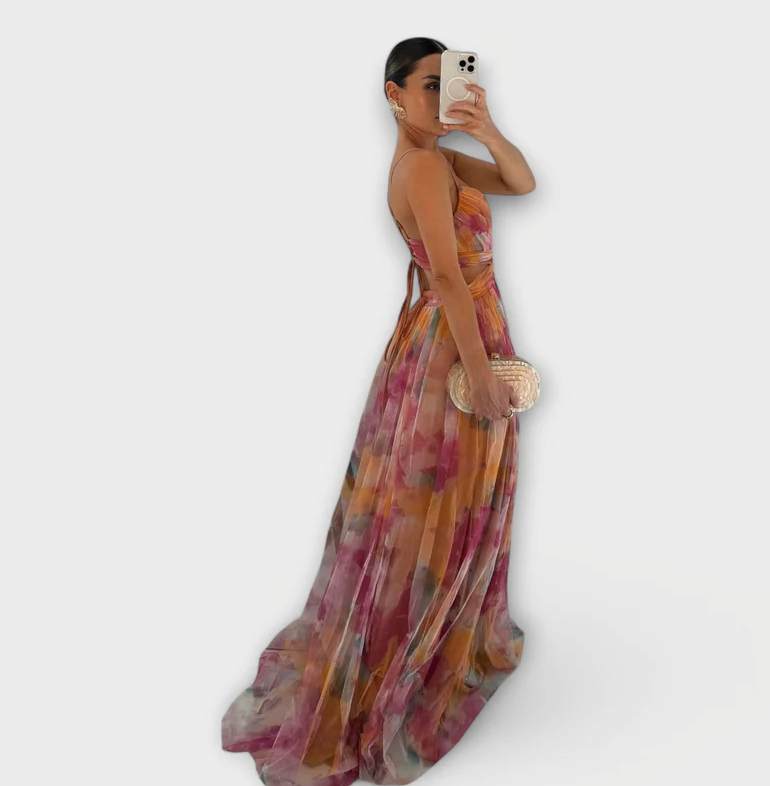 Briseis - Elegant V-Neck High Waist Dress