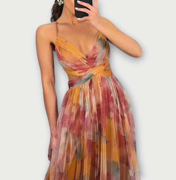 Briseis - Elegant V-Neck High Waist Dress