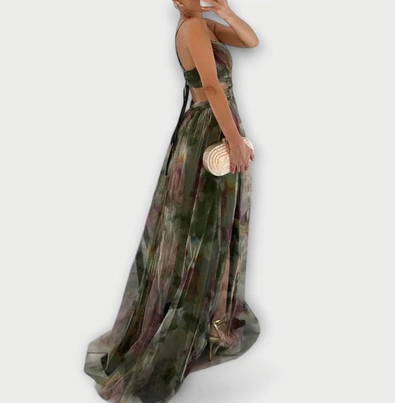 Briseis - Elegant V-Neck High Waist Dress