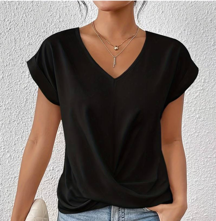 Ludmilla-Tucking V-Neck Top
