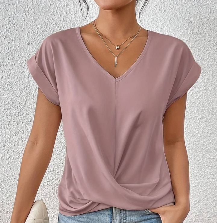 Ludmilla-Tucking V-Neck Top