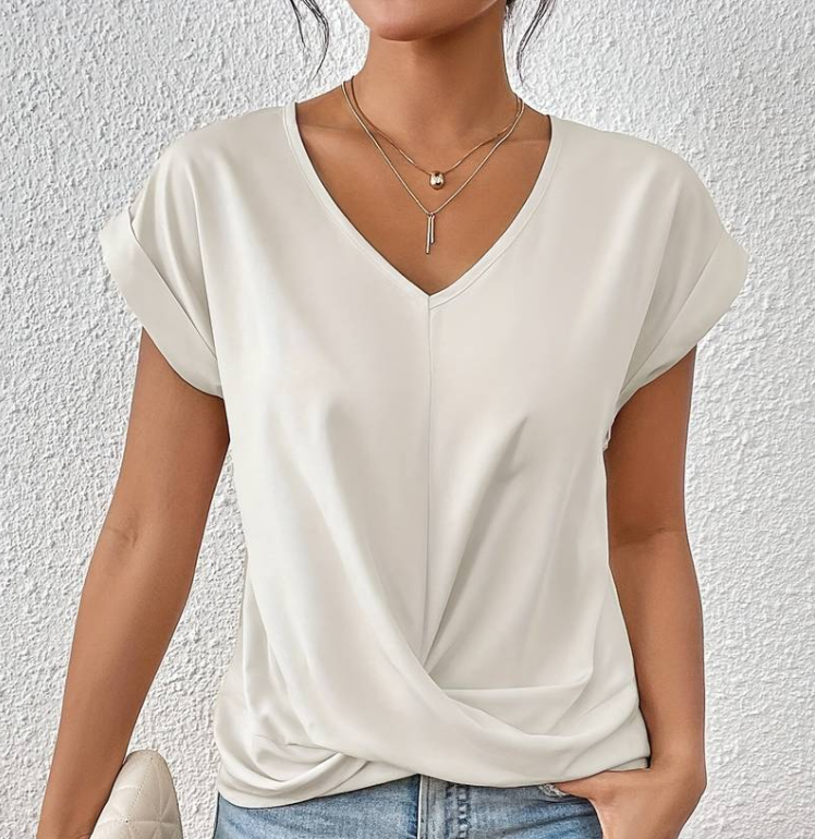 Ludmilla-Tucking V-Neck Top