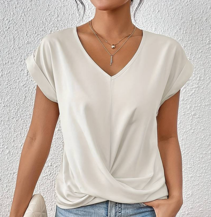 Ludmilla-Tucking V-Neck Top