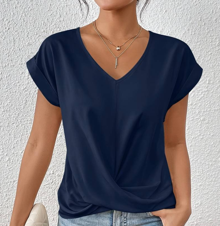 Ludmilla-Tucking V-Neck Top