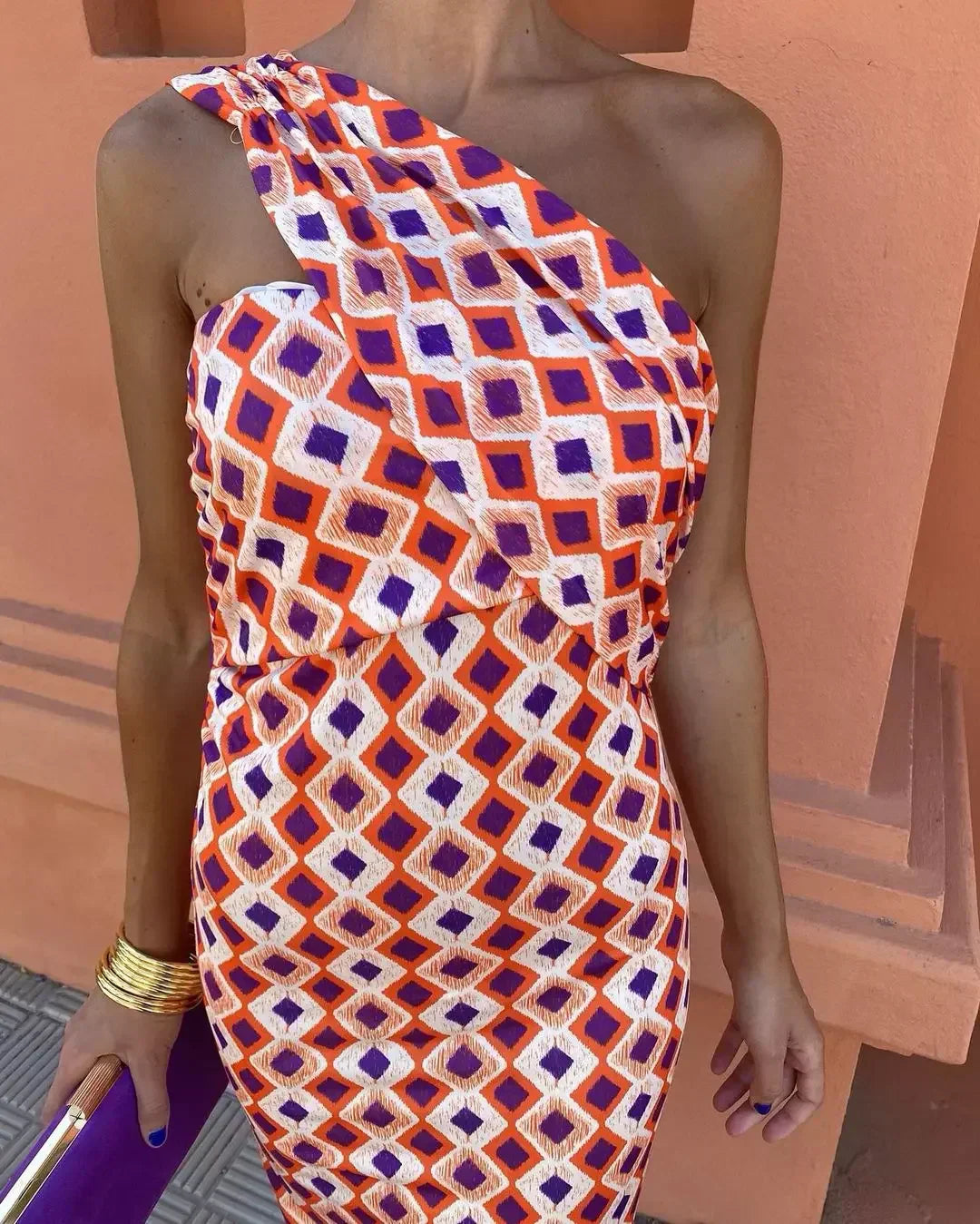 Allison - Vintage One-Shoulder Slim Fit Maxi Dress