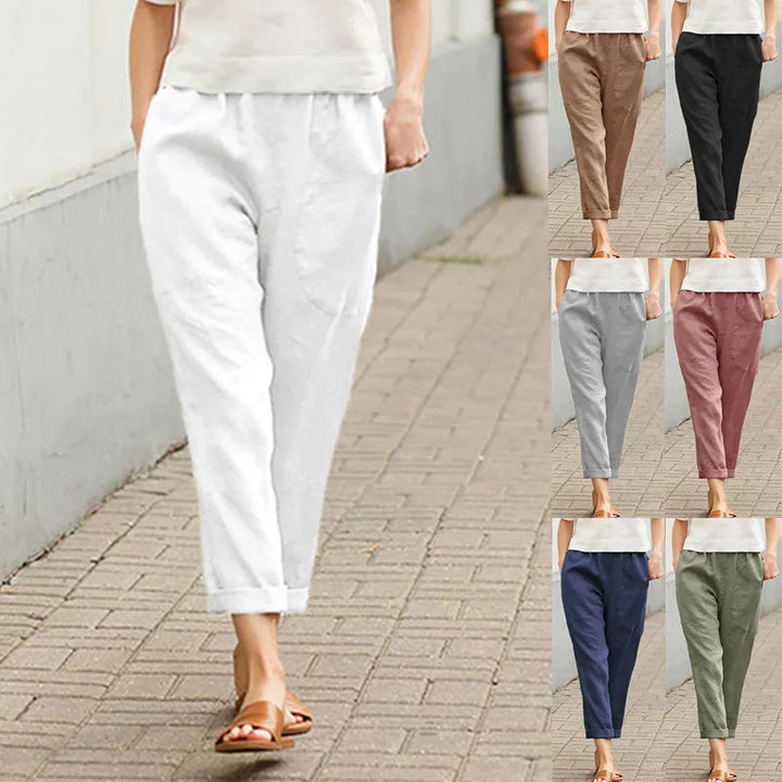 Esryn - Comfortable Elastic Waist Cotton Pants