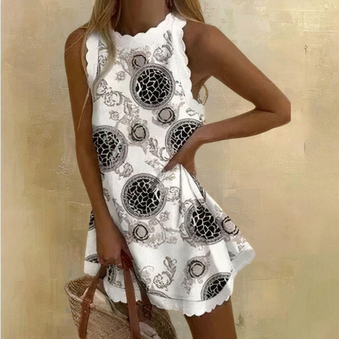 Evelyn - Casual Solid Color Ruffle Trim Mini Dress