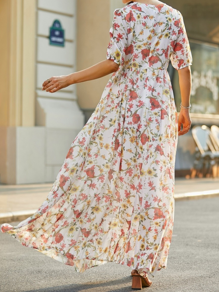 Maevra - Elegant French Retro Floral Dress