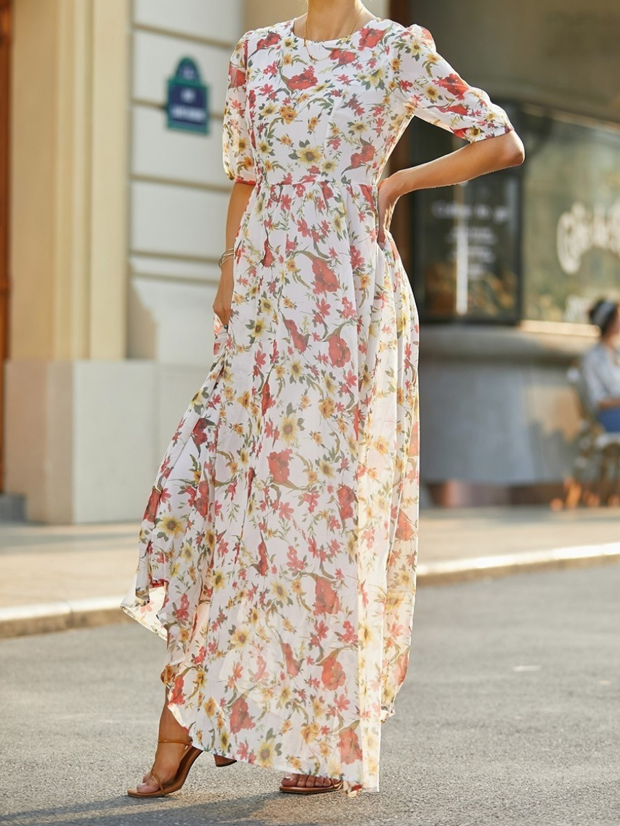 Maevra - Elegant French Retro Floral Dress