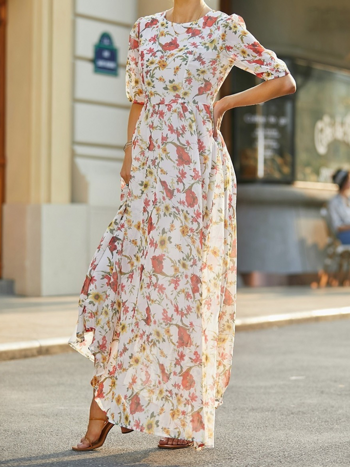 Maevra - Elegant French Retro Floral Dress