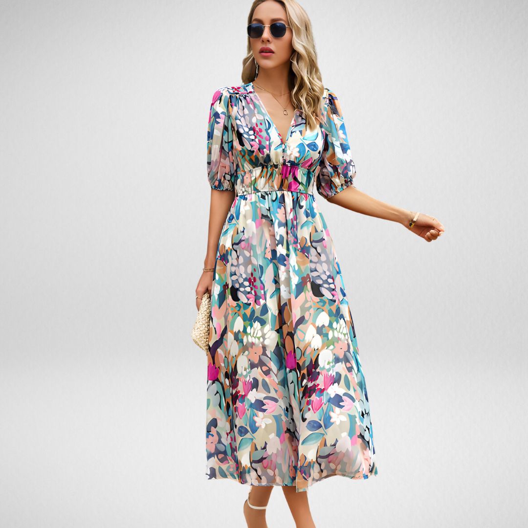 Kelda - Elegant A-Line Printed Midi Dress
